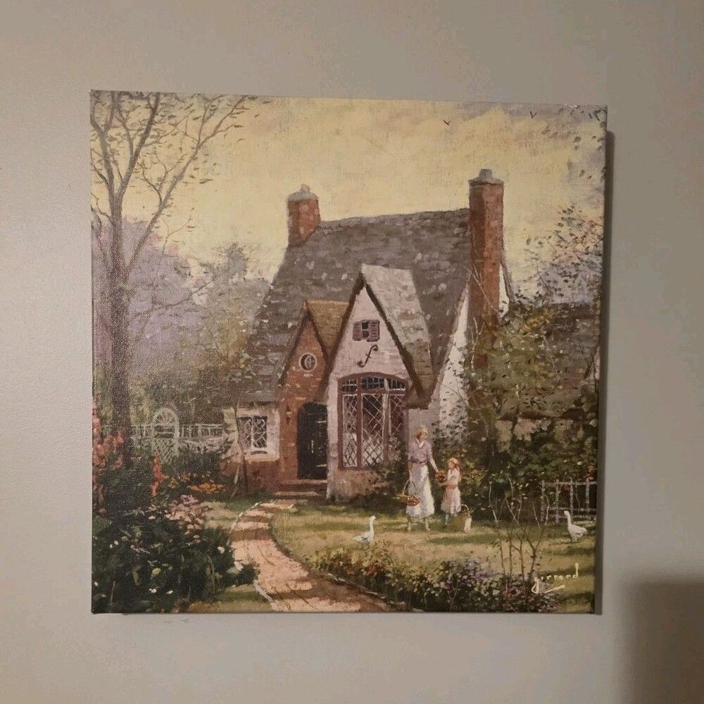 Thomas Kinkade Family Garden Lithograph Canvas Print w/ Certificate